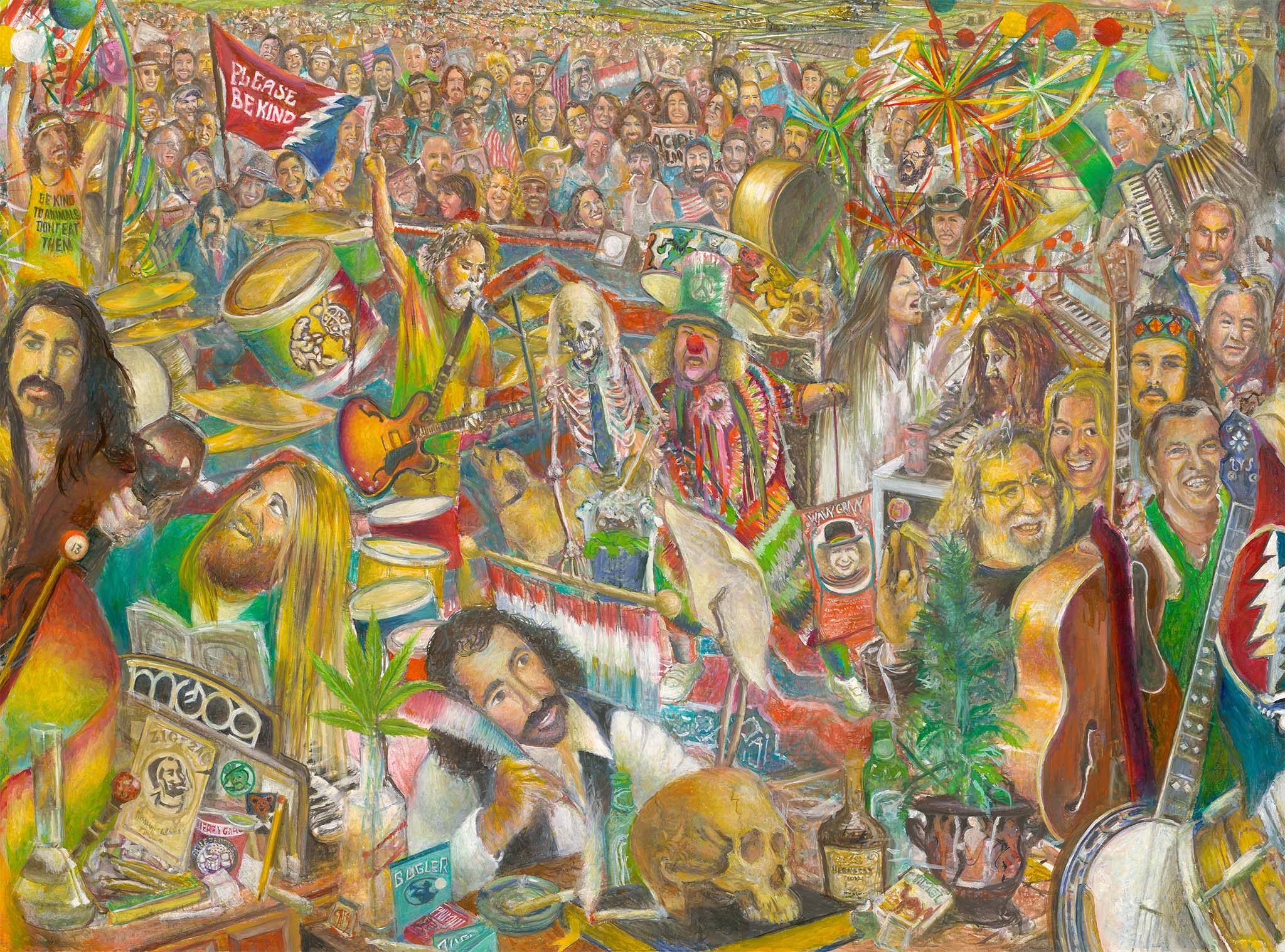 Headcount Voting Democracy Grateful Dead 1965-Forever So Many Roads Robert Cenedella Triptych Art Vote Democrats Republicans Libertarians Green Party Posters Digital Prints Digital Archival Prints Frame
