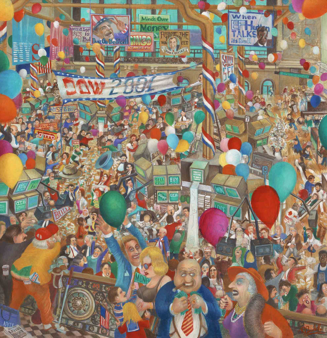 2001 A Stock Odyssey Stock Market Dow Jones Buy Sell Money Bull Bear Market OTB Bingo NYSE Nasdaq EF Hutton Ronald Reagan